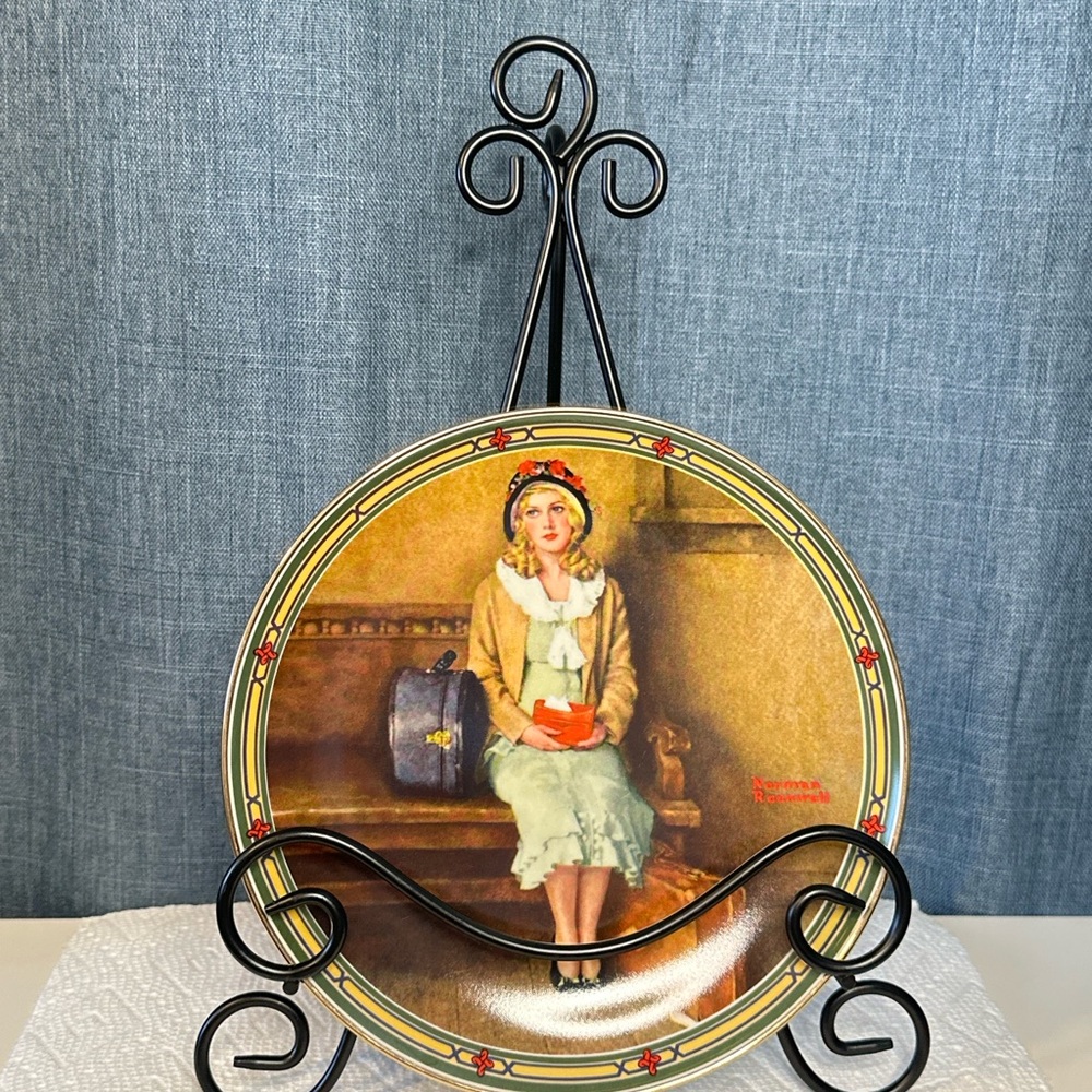Norman Rockwell Collector's Plate with Red and Cream Accents